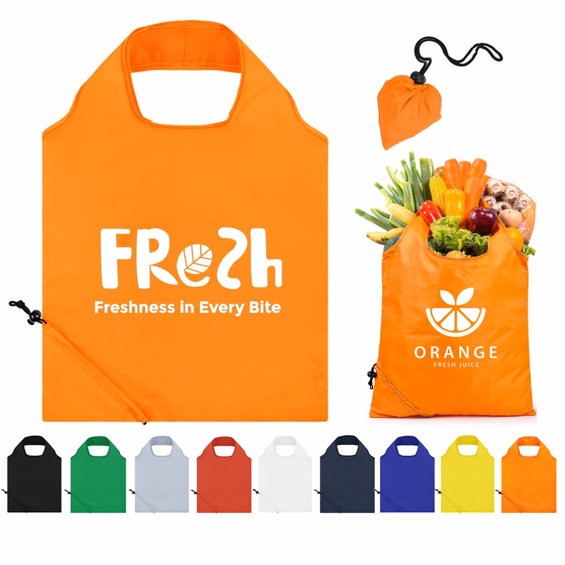 Foldaway Shopping Drawstring Pouch Tote Bag