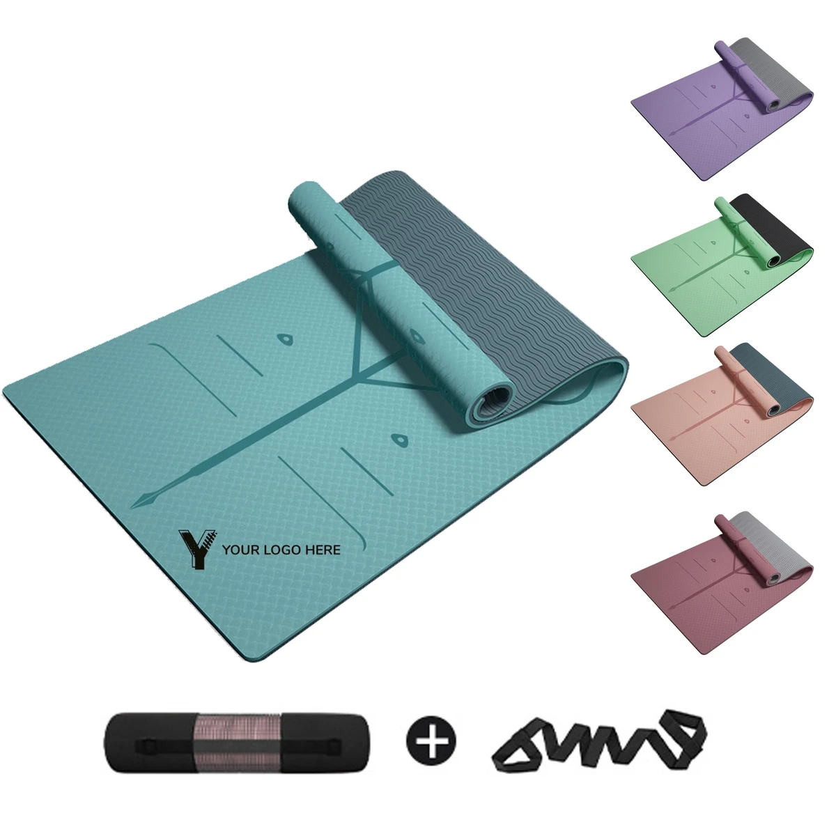 TPE Non Slip Yoga Mat w/Strap & Bag 1