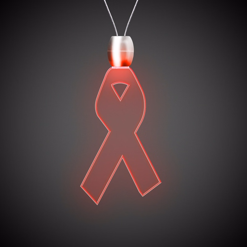 Ribbon Red Light-Up Acrylic Pendant Necklace