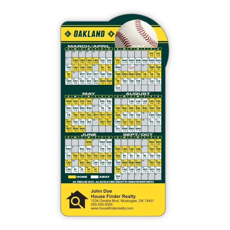 Magnet Sport Schedules - Baseball Shape (3.875x7.25) - 25 mil. 1