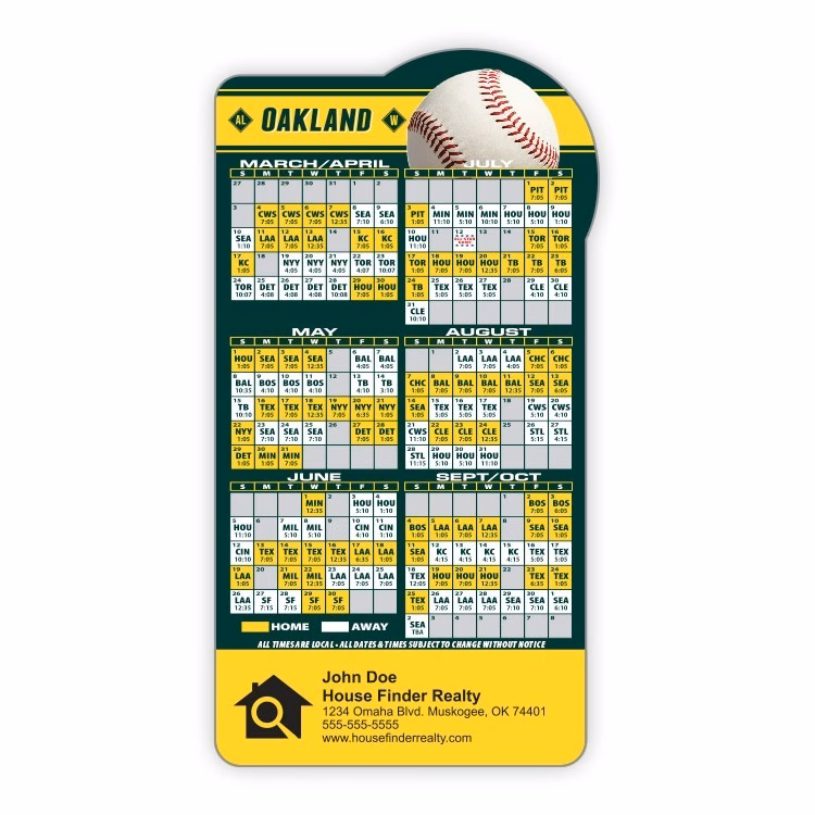 Magnet Sport Schedules - Baseball Shape (3.875x7.25) - 25 mil.