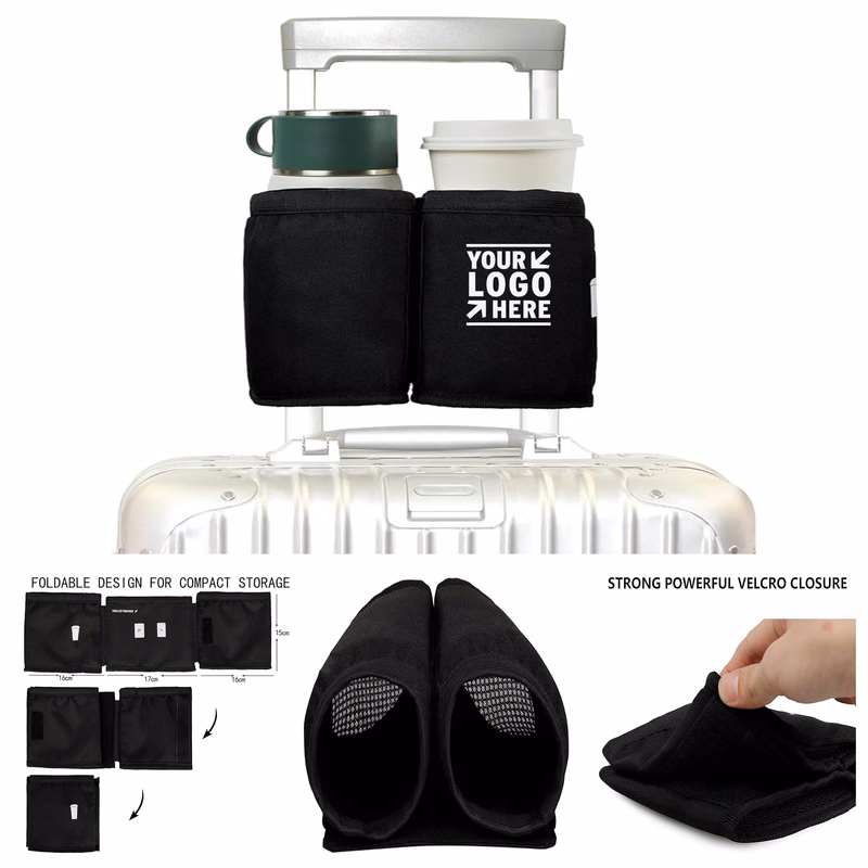 Hold Two Coffee Mugs Luggage Travel Cup Holder Free Hand Drink Carrier Flight Attendants Accessories