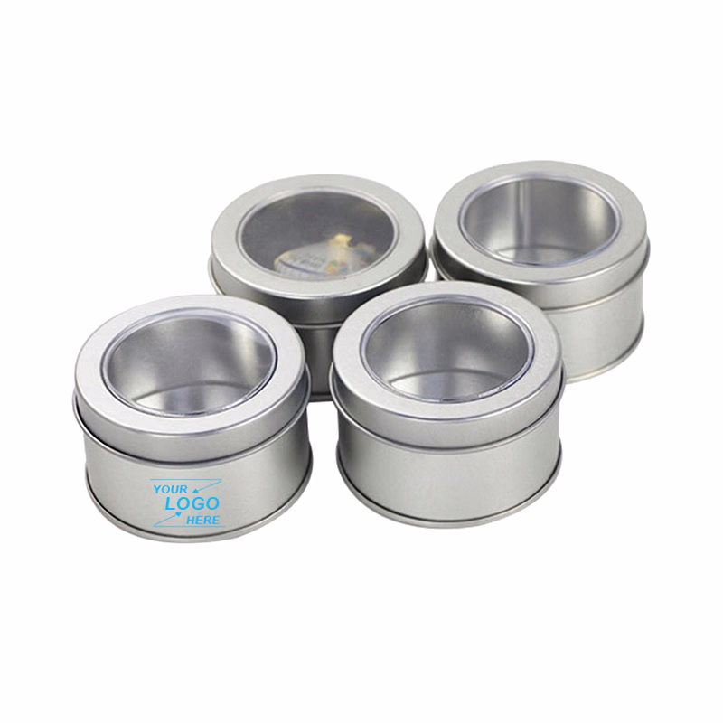 Clear Top Round Tin Can with Durable Design for Easy Storage and Organization