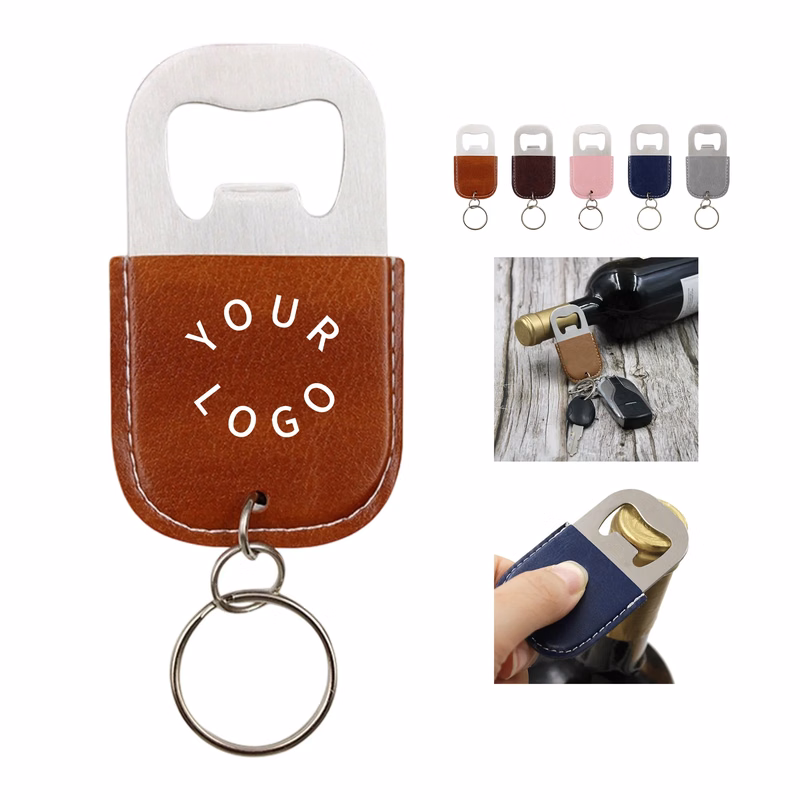 PU Stainless Steel Bottle Opener Keychain