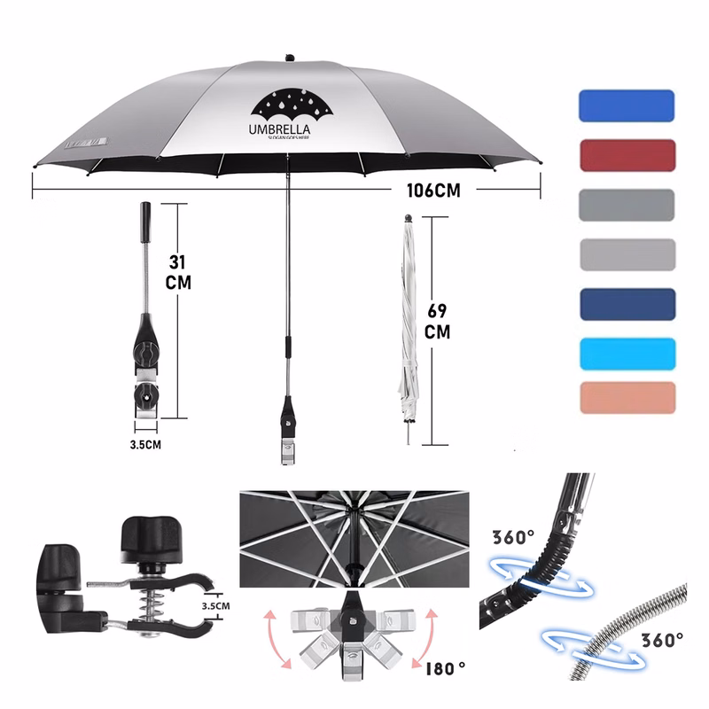 Outdoor Beach Parasol Detachable Clamp Umbrella With Pouch