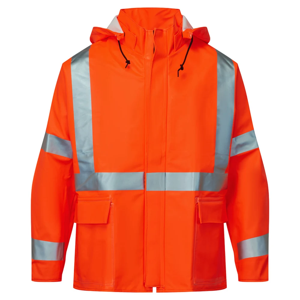 PORTWEST® FLEXARC 10oz Polyurethane FR Cotton Rain Jacket w/ Detachable Hood 1
