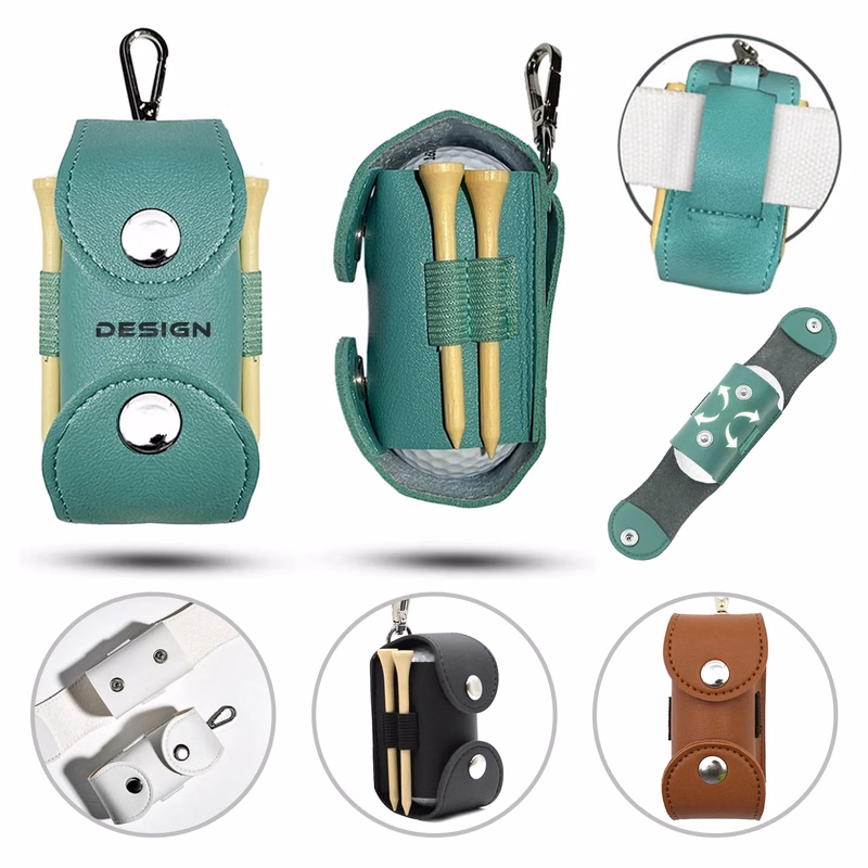 PU Leather Golf Ball Holder Waist Pouch