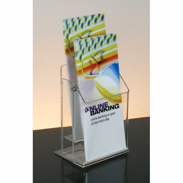 Countertop double 4-1/8"w brochure pocket, two tiers.