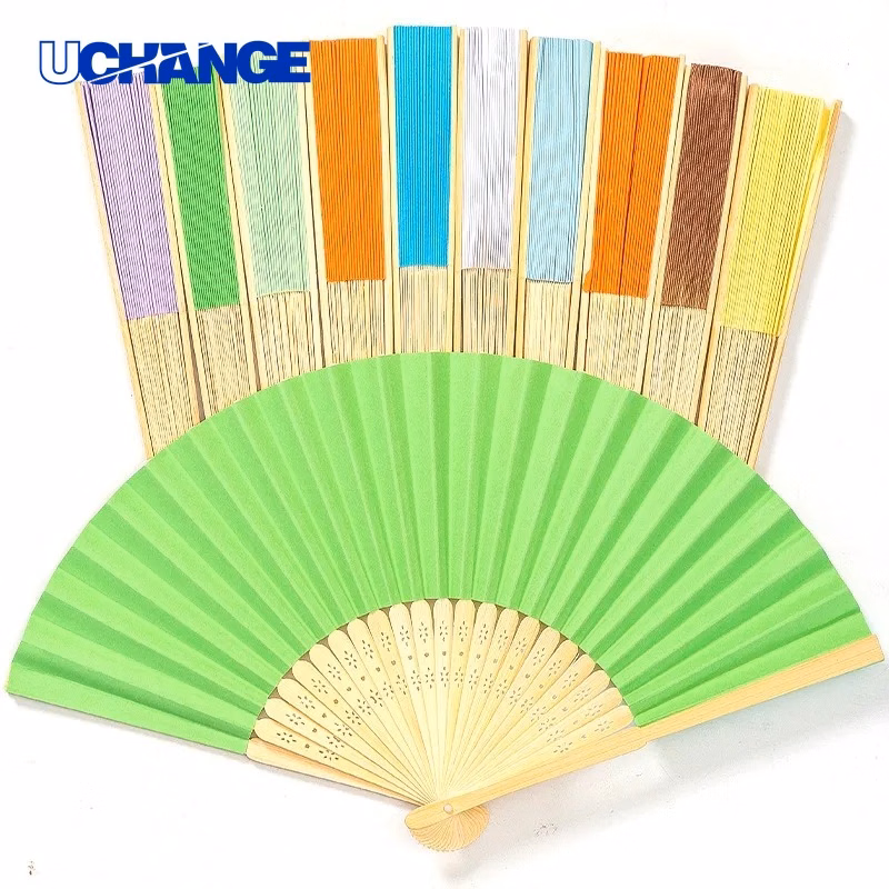 Bamboo Paper Folding Fan Lightweight Hand Fan for Outdoor Events & Ceremonies
