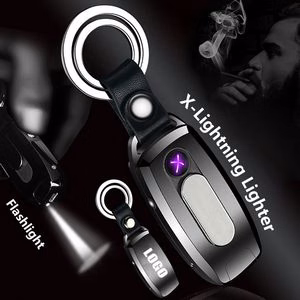 Electric Cigarette Lighter Key Chain X Lightning Design With LED Light