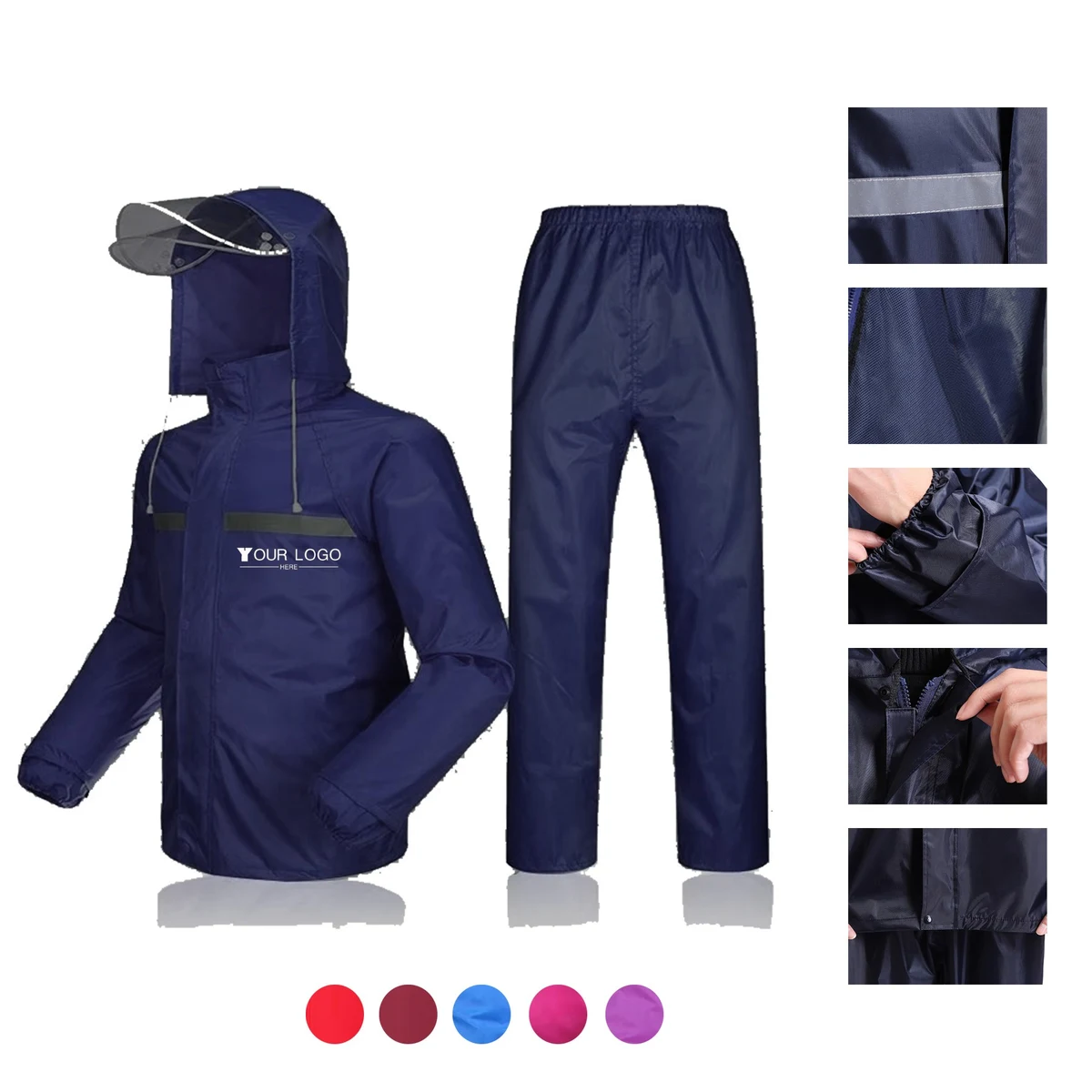 Hooded Reflective Rain Suit Set 1