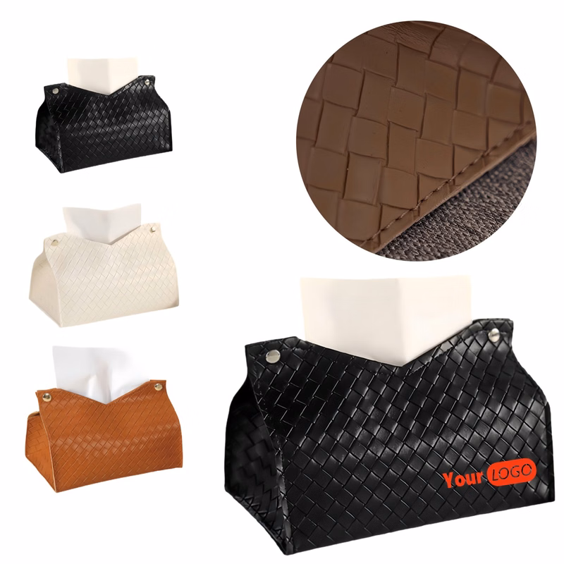 Grid Simple Home Leather Tissue Box