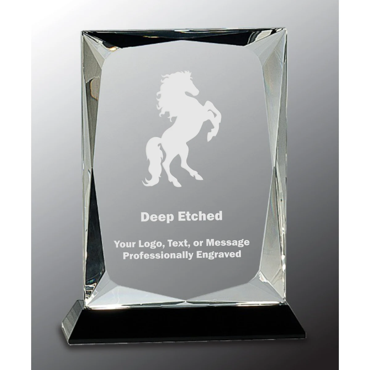 8" Clear Crystal Rectangle Award on Black Base 1