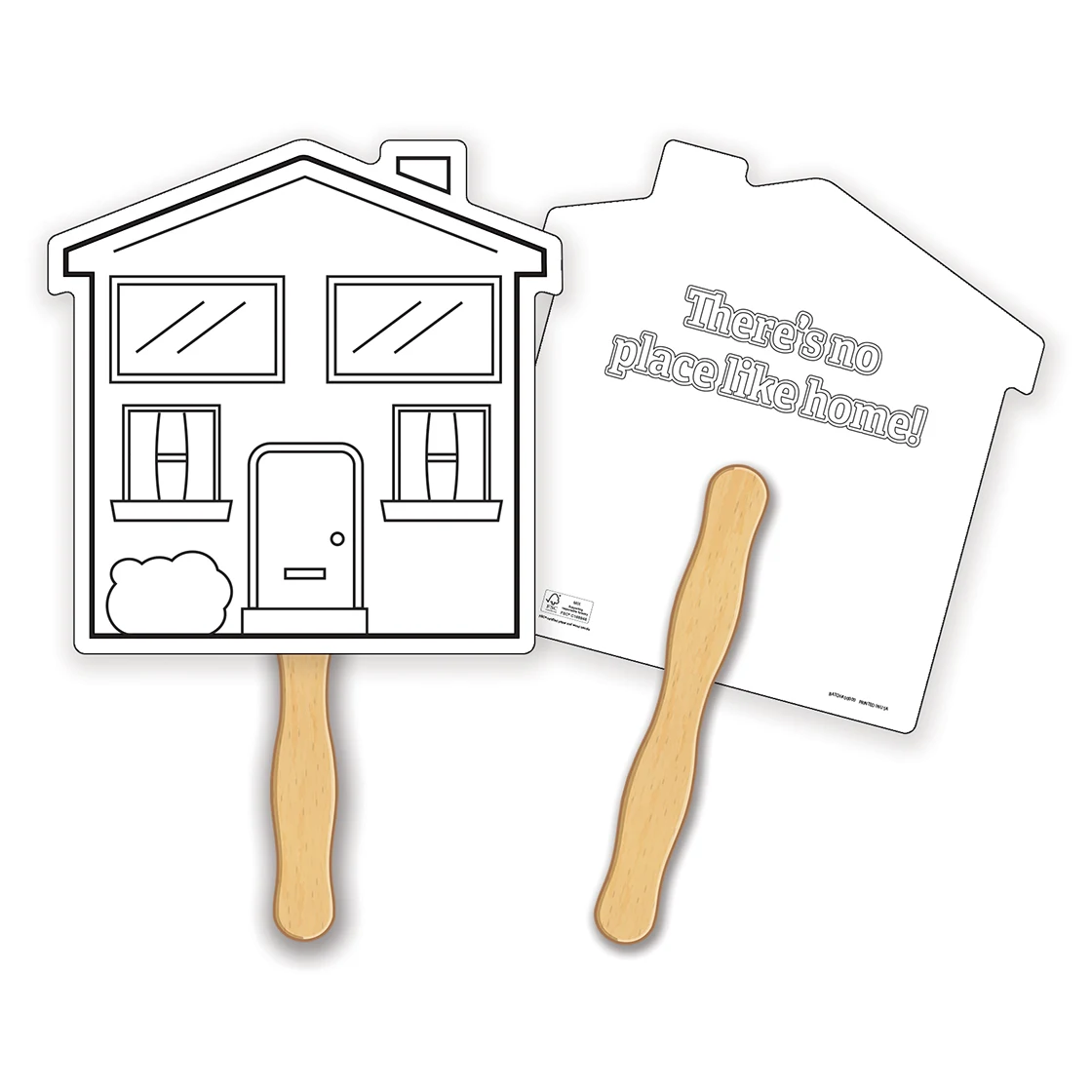 HAND FANS - Coloring Fan, House Shape 1