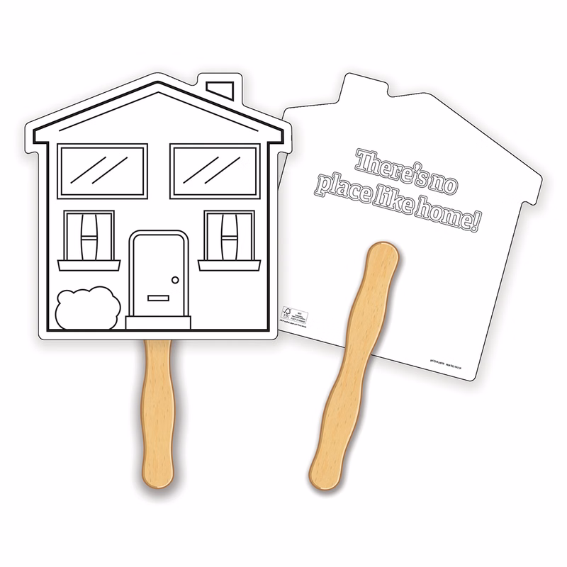 HAND FANS - Coloring Fan, House Shape