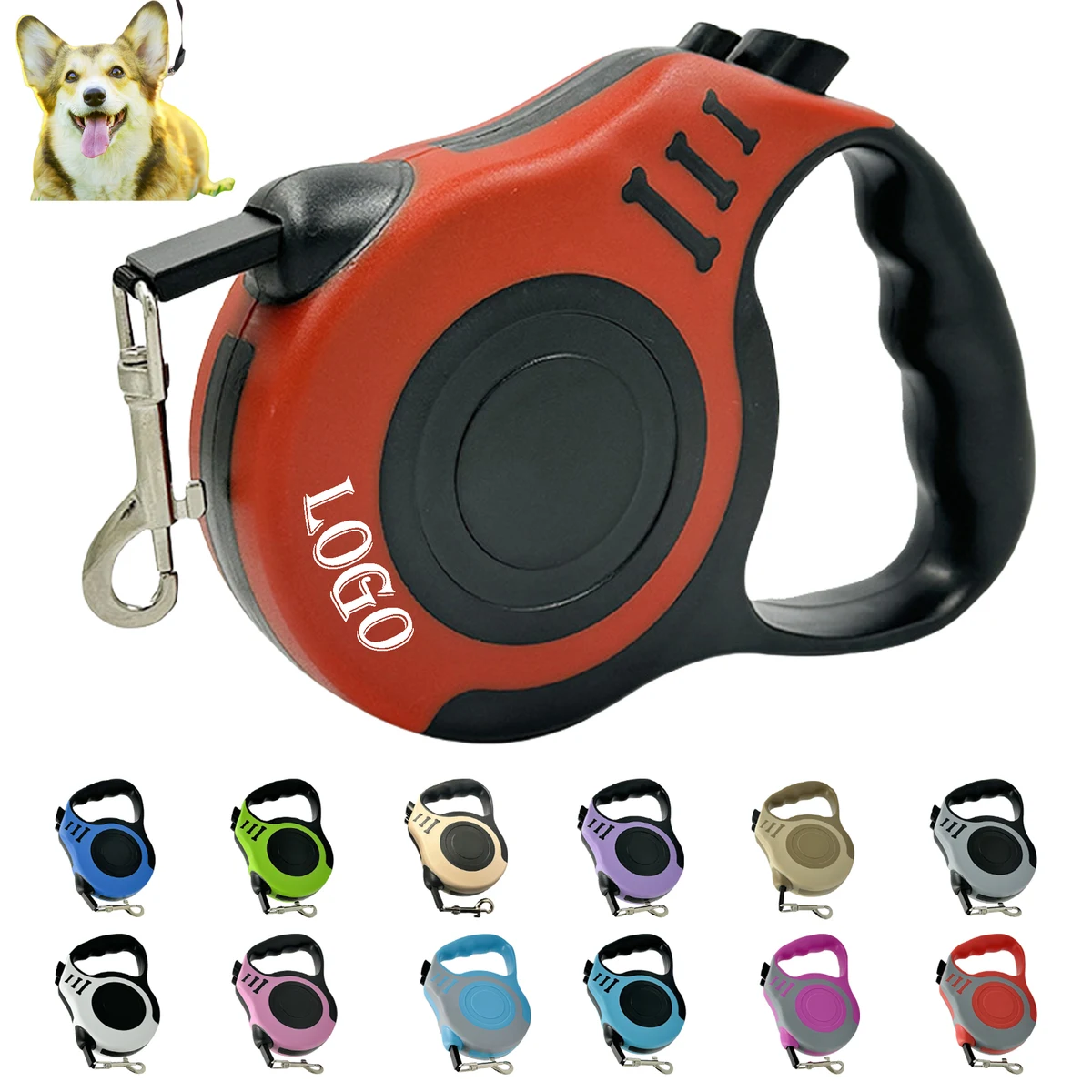?Multi-Functional Dog Leash| ABS+ Nylon Retractable 10ft/16ft & ?Ergonomic Design 1