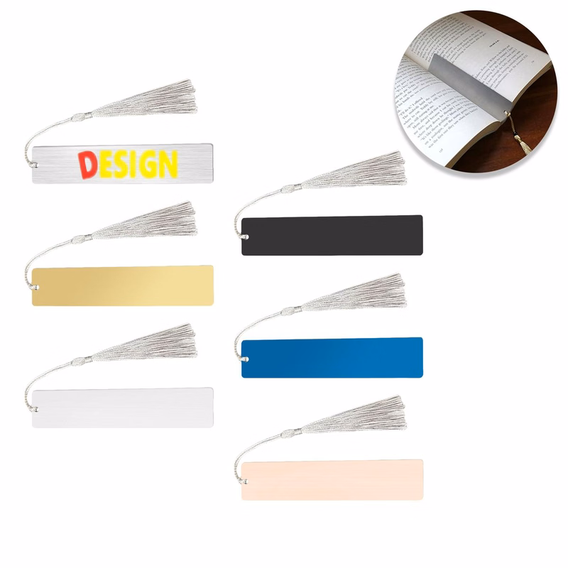 Stainless steel bookmark with tassel