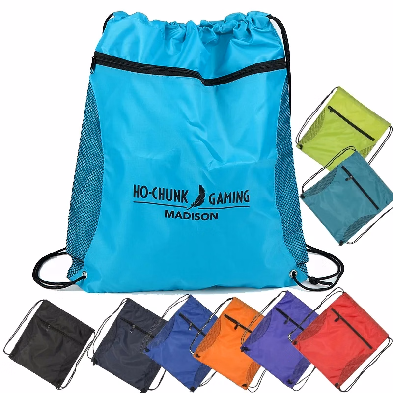 Drawstring Backpack With Mesh Pocket