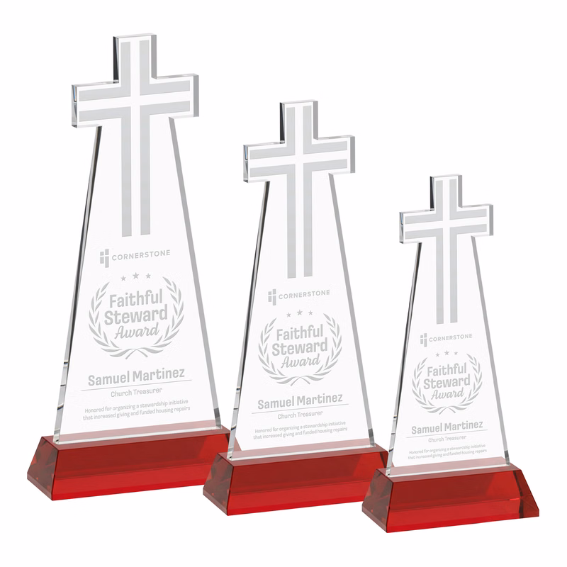 Cross Award on Hartford Base - Red