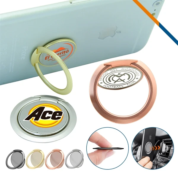 Custom Metal Icy 2-in-1 Phone Ring Stand with Adhesive — Corporate Tech Giveaway 1
