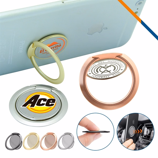 Custom Metal Icy 2-in-1 Phone Ring Stand with Adhesive — Corporate Tech Giveaway