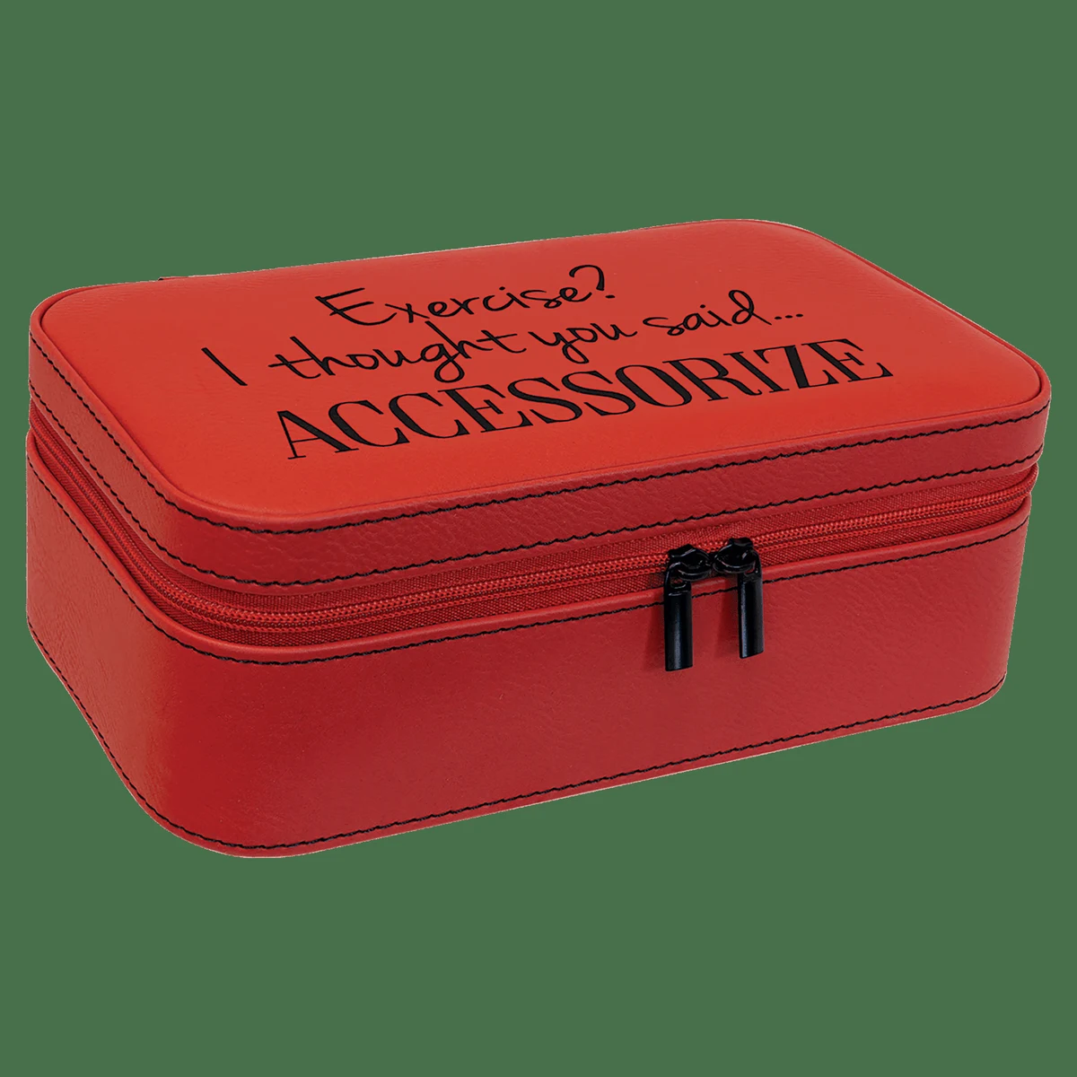 7 1/2" X 4 1/2" Red Leatherette Jewelry Box 1