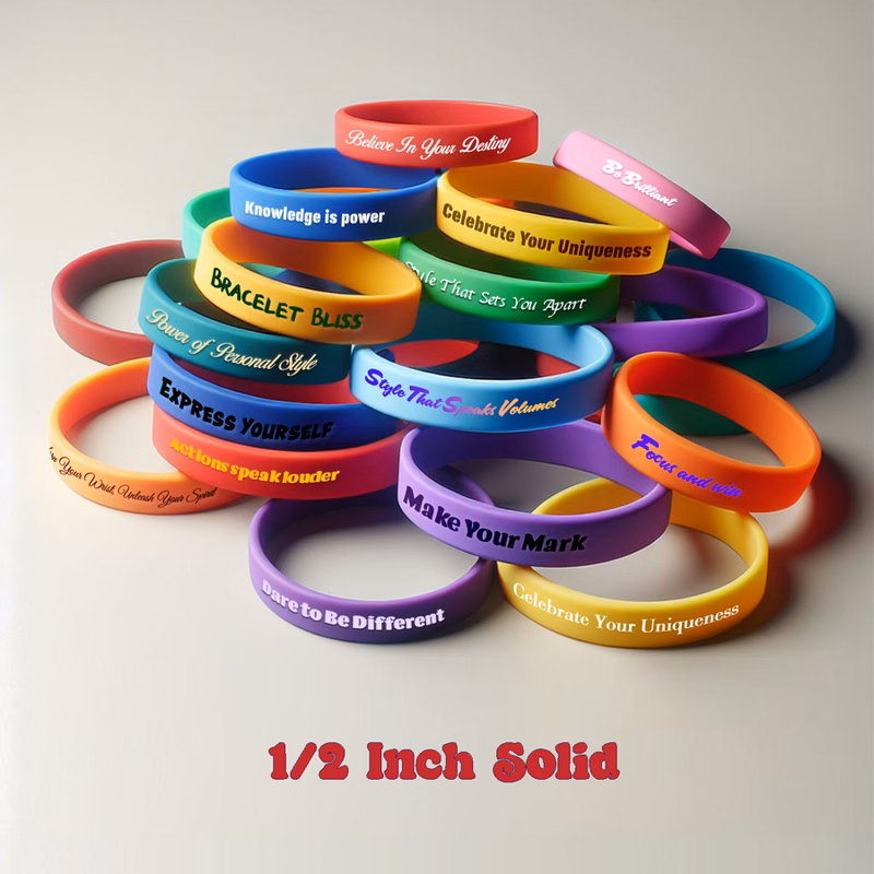 Solid Colored Silicone Wristband - 1/2" band