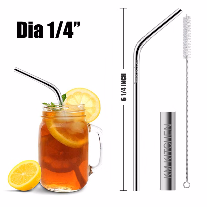 6 1/4"L 1/4"Dia Stainless Steel Straws