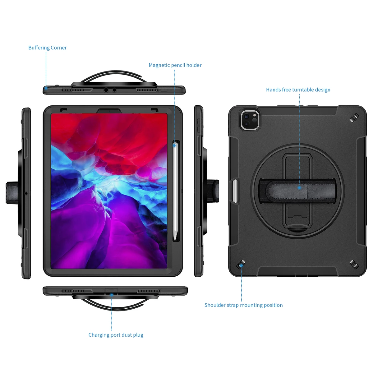 iPad Pro 12.9 2022/2018 Hand Strap Rugged Case 1