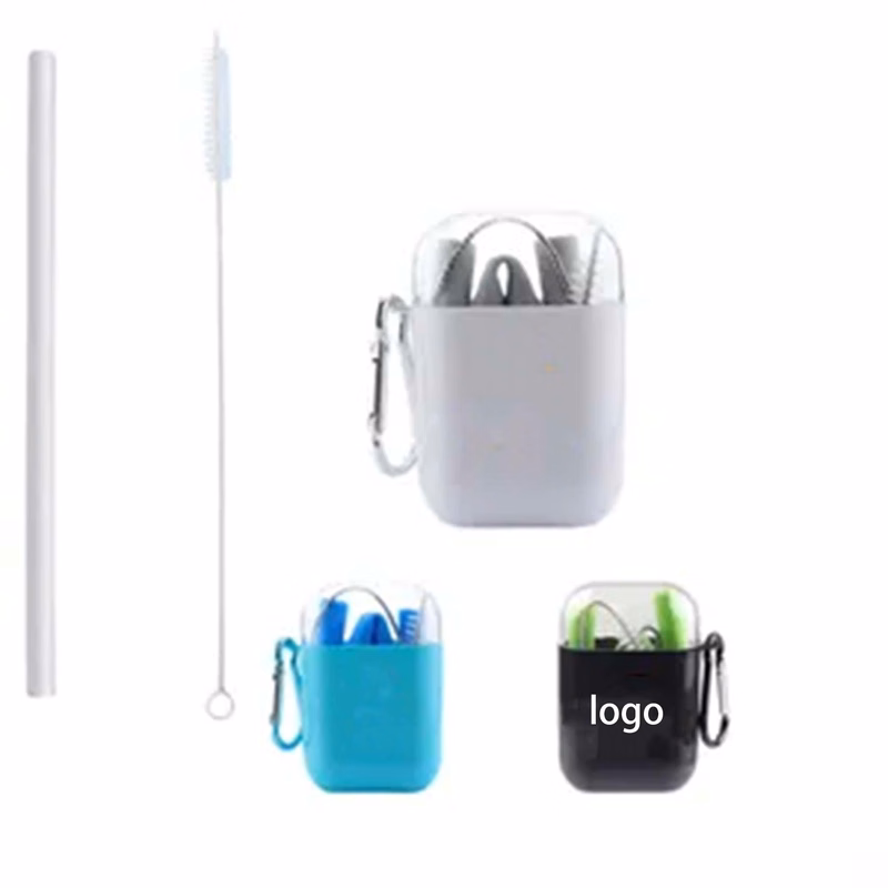 Portable Silicone Straw in Case with Case