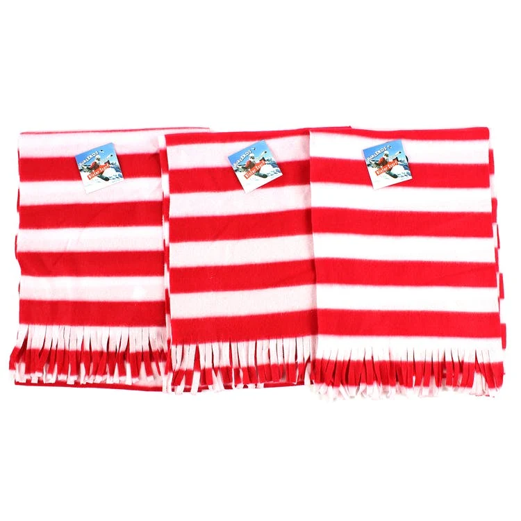 Fleece Scarves - Red Fringe 1