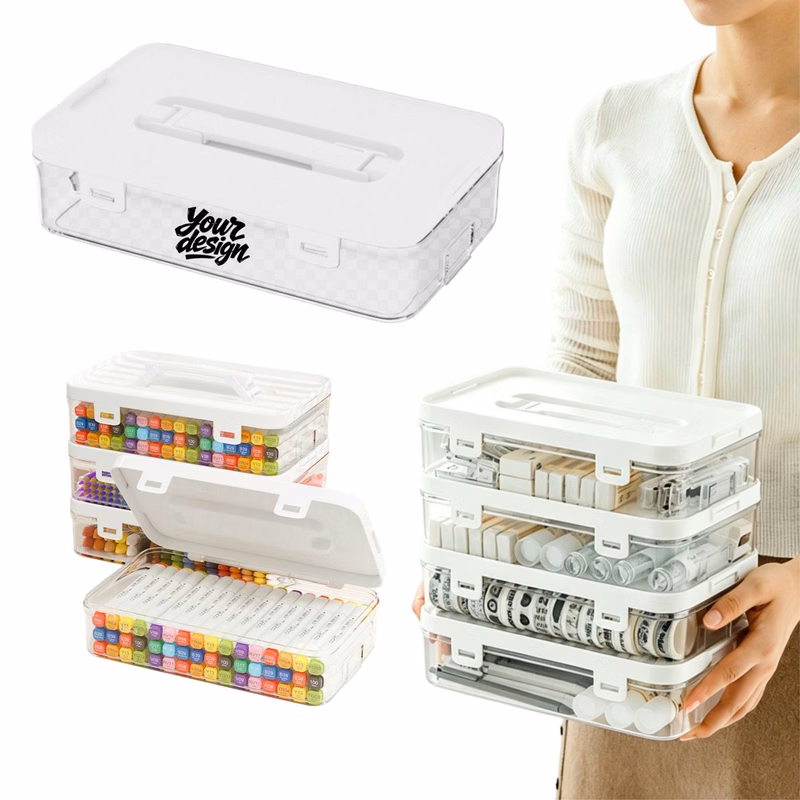 Clear Stackable Plastic Storage Box with Handle