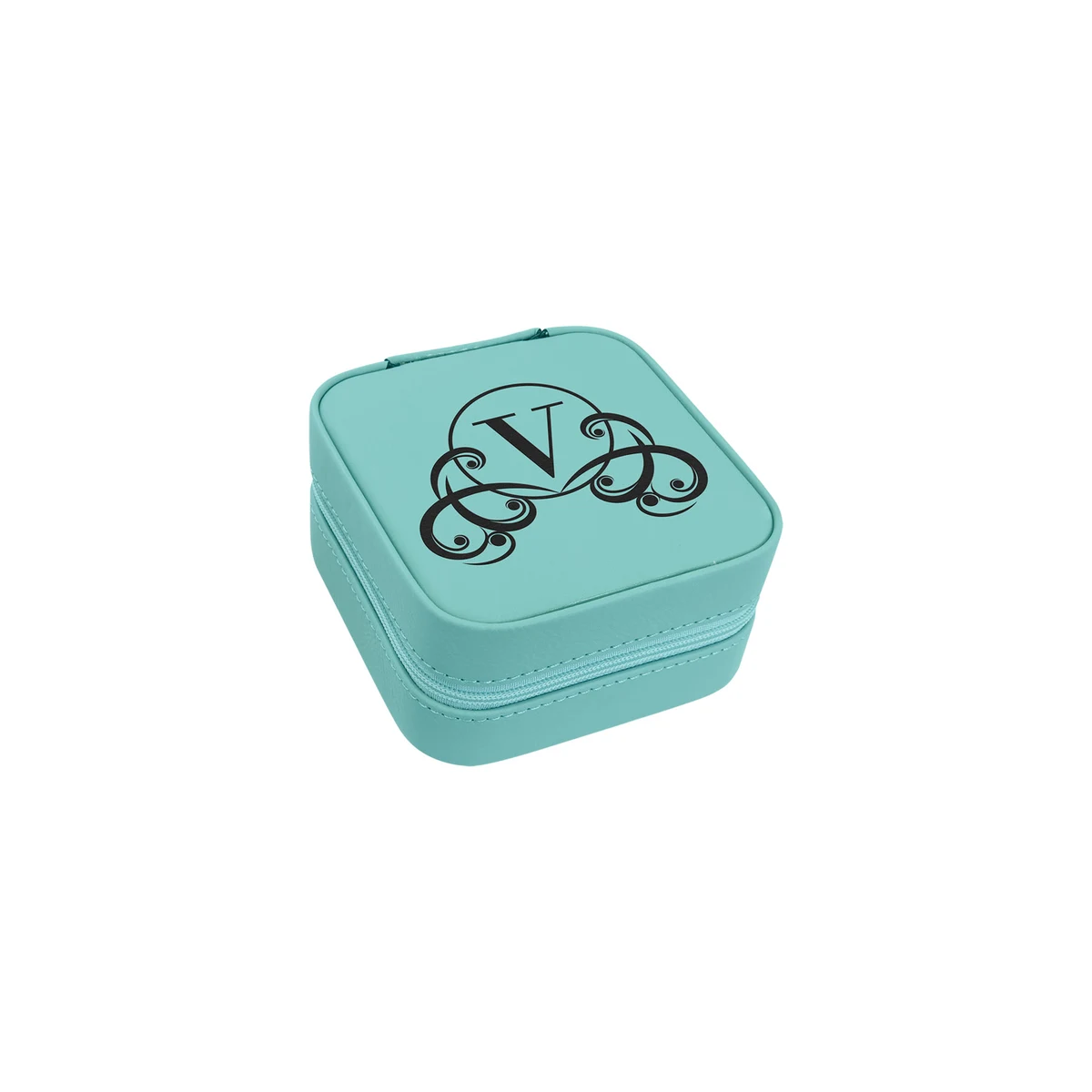 Teal Leatherette Travel Jewelry Box 1