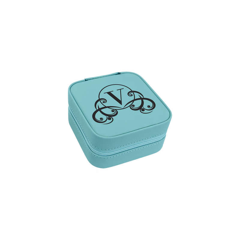 Teal Leatherette Travel Jewelry Box