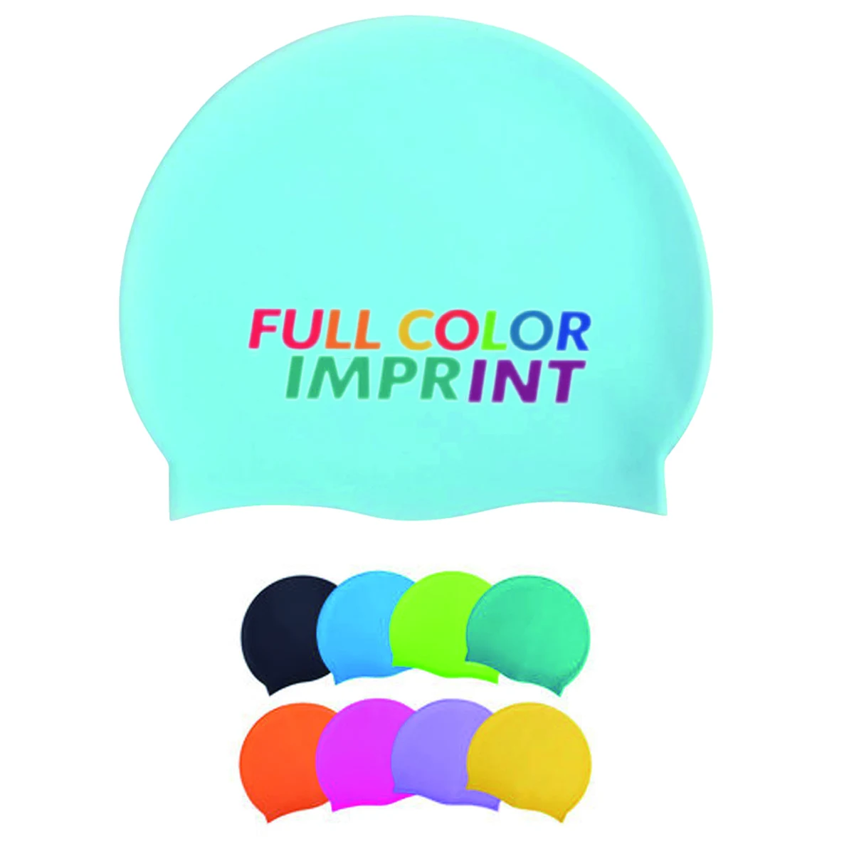Custom Silicone Swim Cap Flat Style MOQ50 Full Color 1