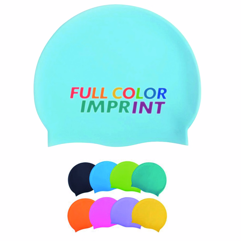 Custom Silicone Swim Cap Flat Style MOQ50 Full Color