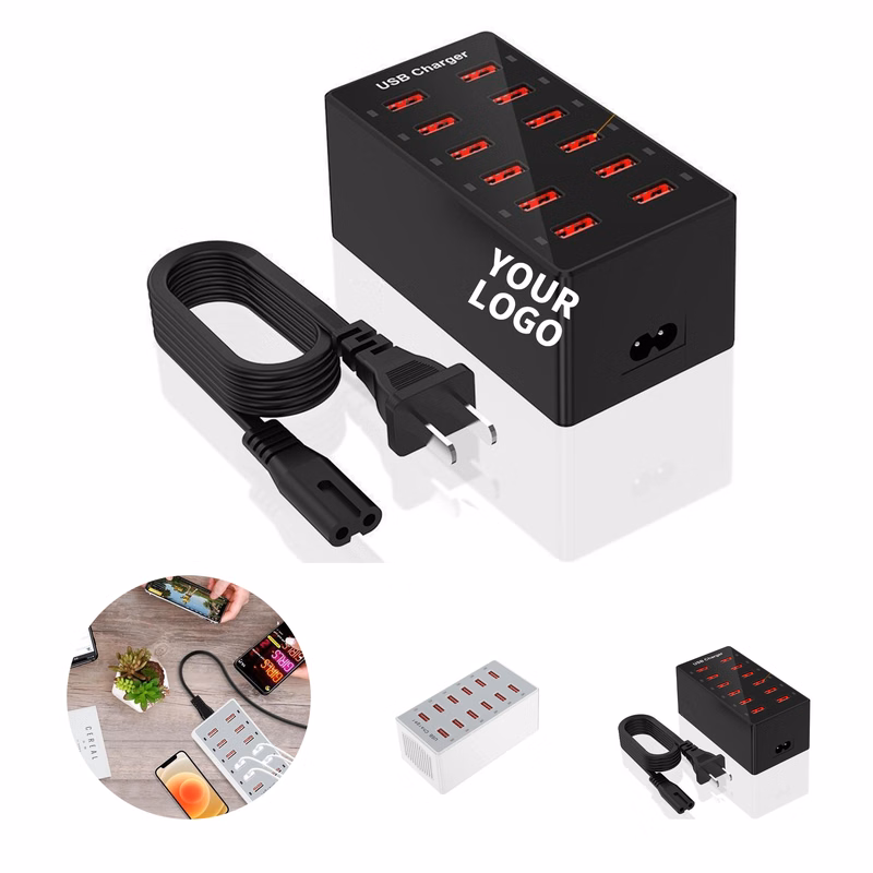 USB Ten Port Desktop Charging Station With Safeguard