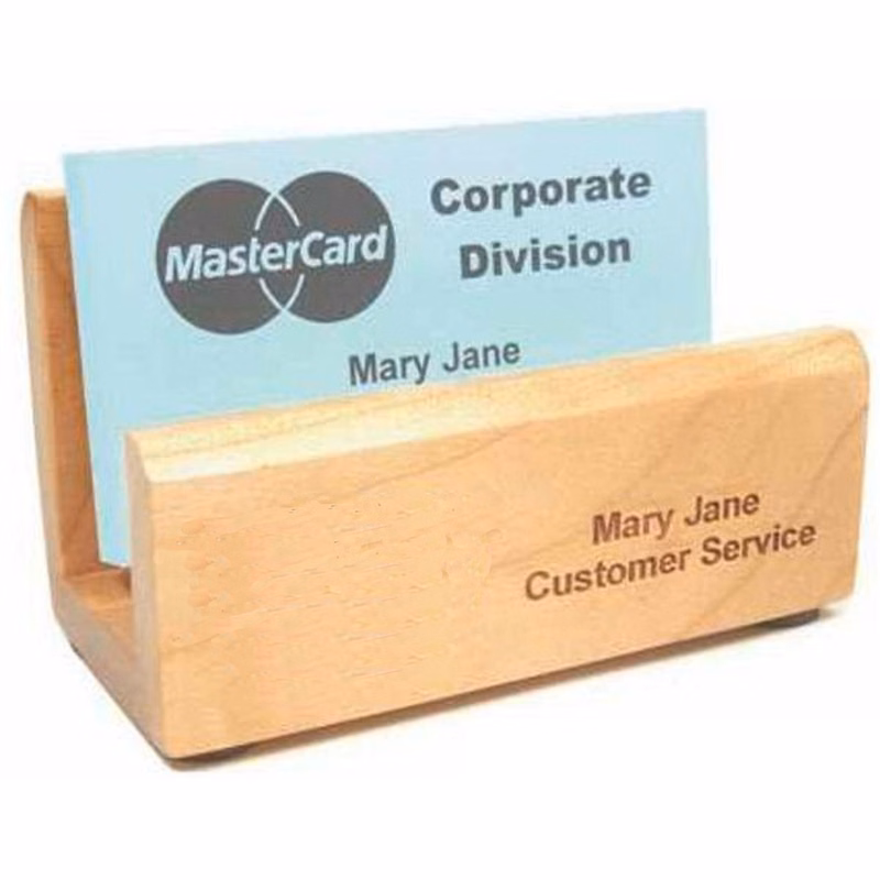 Laser Engraved Maple Card Holder