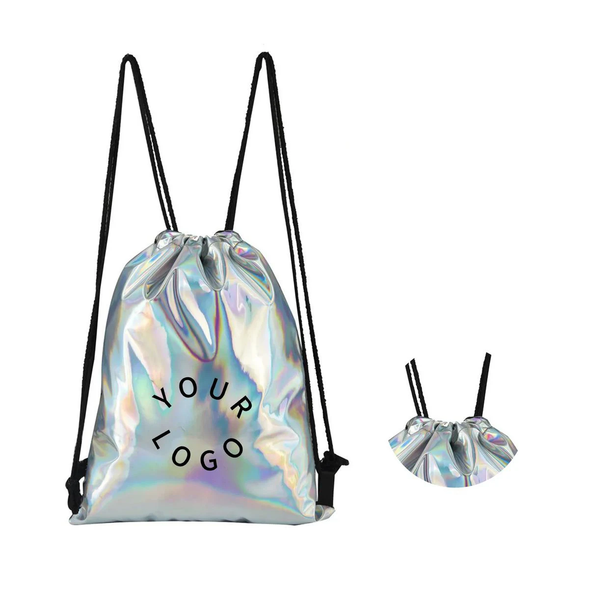 PU Drawstring Backpack with Reinforced Corners and Grommets 1