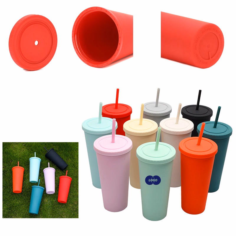 Reusable Milk Tea Style Straw Frosted Cups