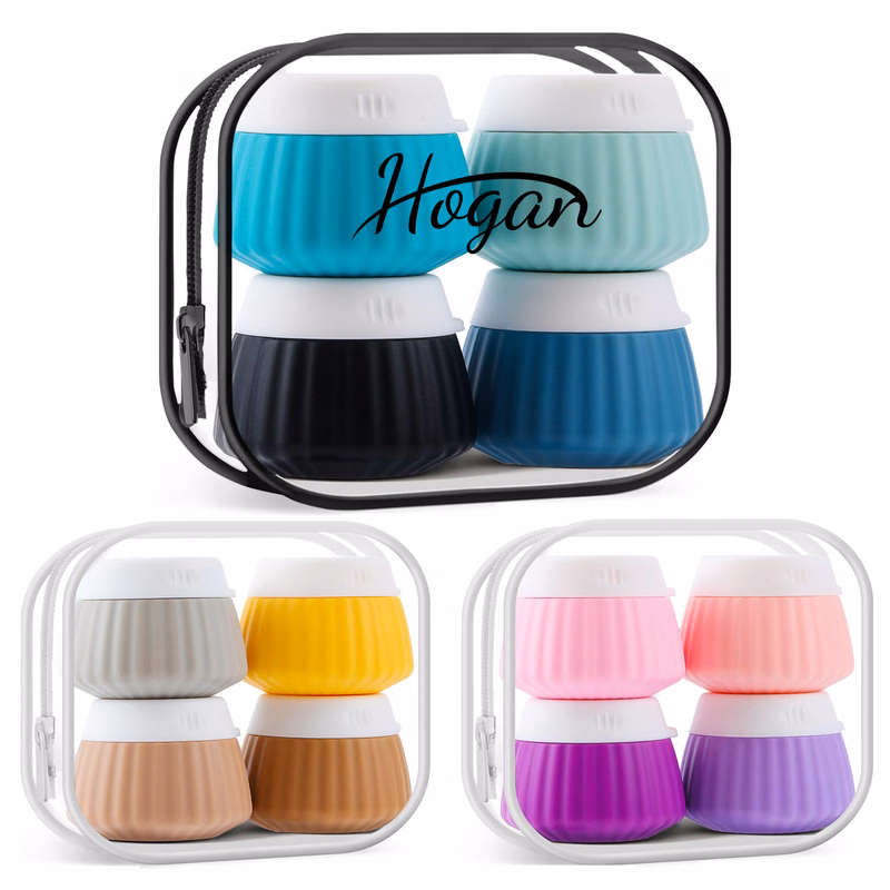 4PCS Silicone Travel Bottle Hand Squeeze Cosmetics Container
