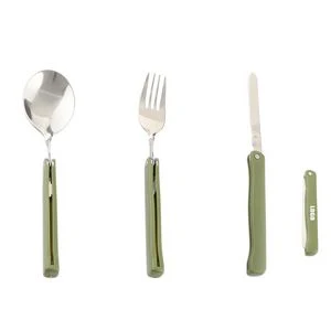 3 In 1 Portable Stainless Steel Flatware Set Fork Knife Spoon With Pouch 1
