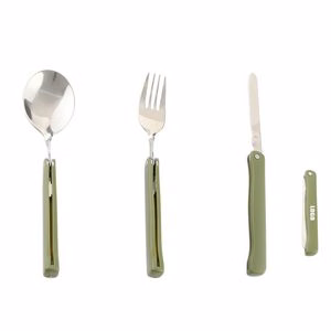 3 In 1 Portable Stainless Steel Flatware Set Fork Knife Spoon With Pouch