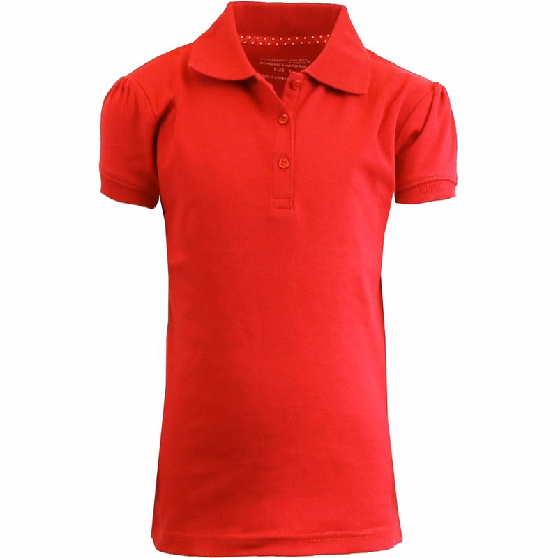 Girls' School Uniform Polo Shirts - Red Short Sleeve Size 7 - 16