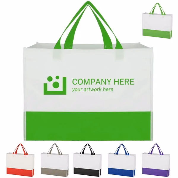 Non-woven Color Block Tote -15x11.5x3.5