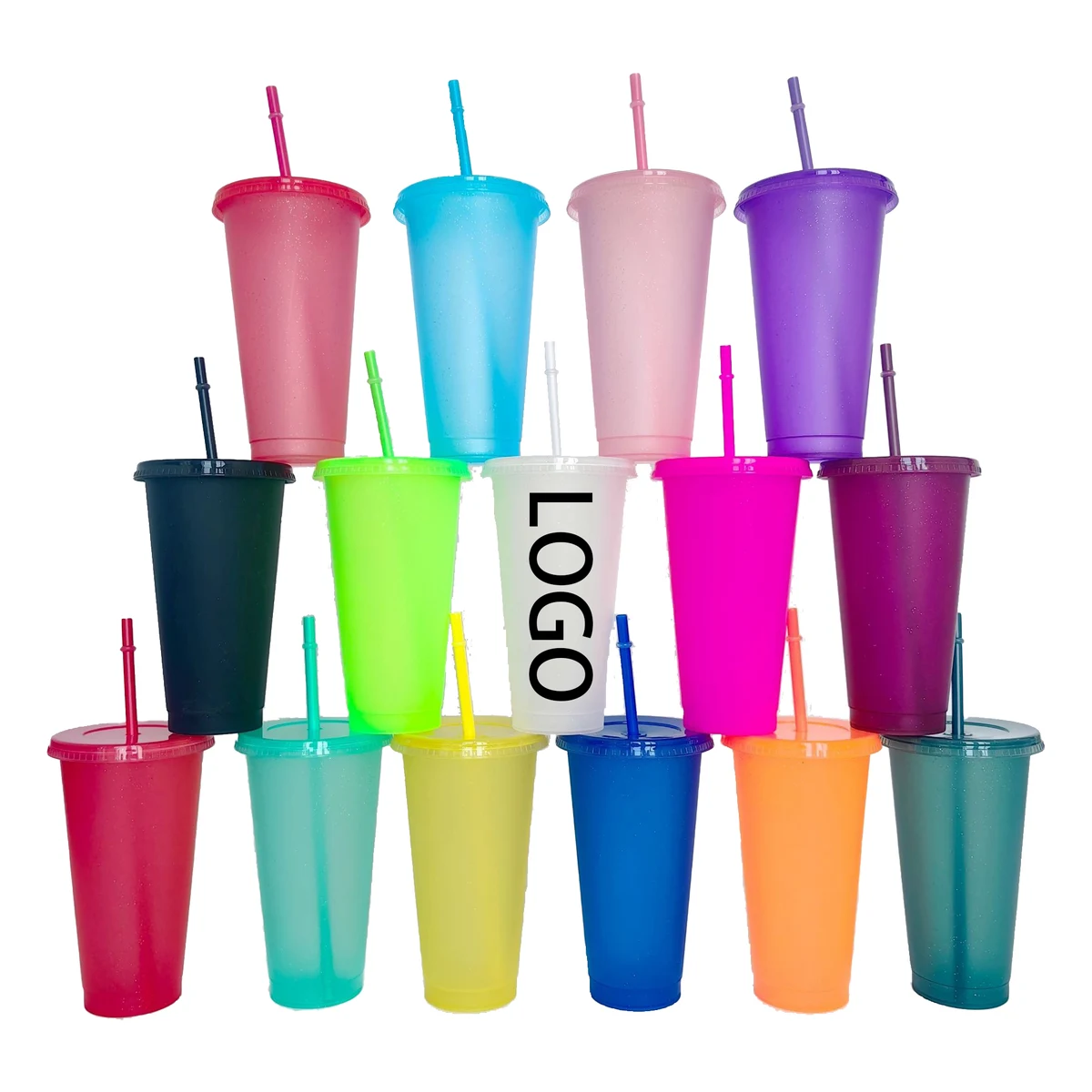 24OZ Sequins Straw Bubble Tea Cup 1