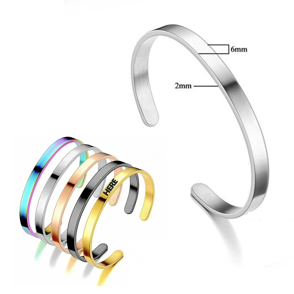 Stainless Steel Thin Cuff Bracelet Electroplated 1