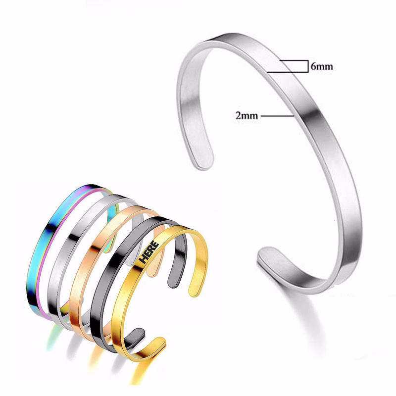 Stainless Steel Thin Cuff Bracelet Electroplated