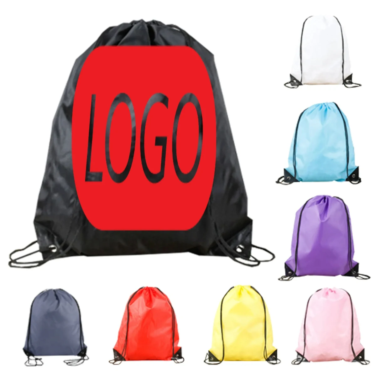 Polyester drawstring storage bag, with customizable logo 1
