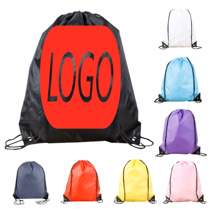 Polyester drawstring storage bag, with customizable logo